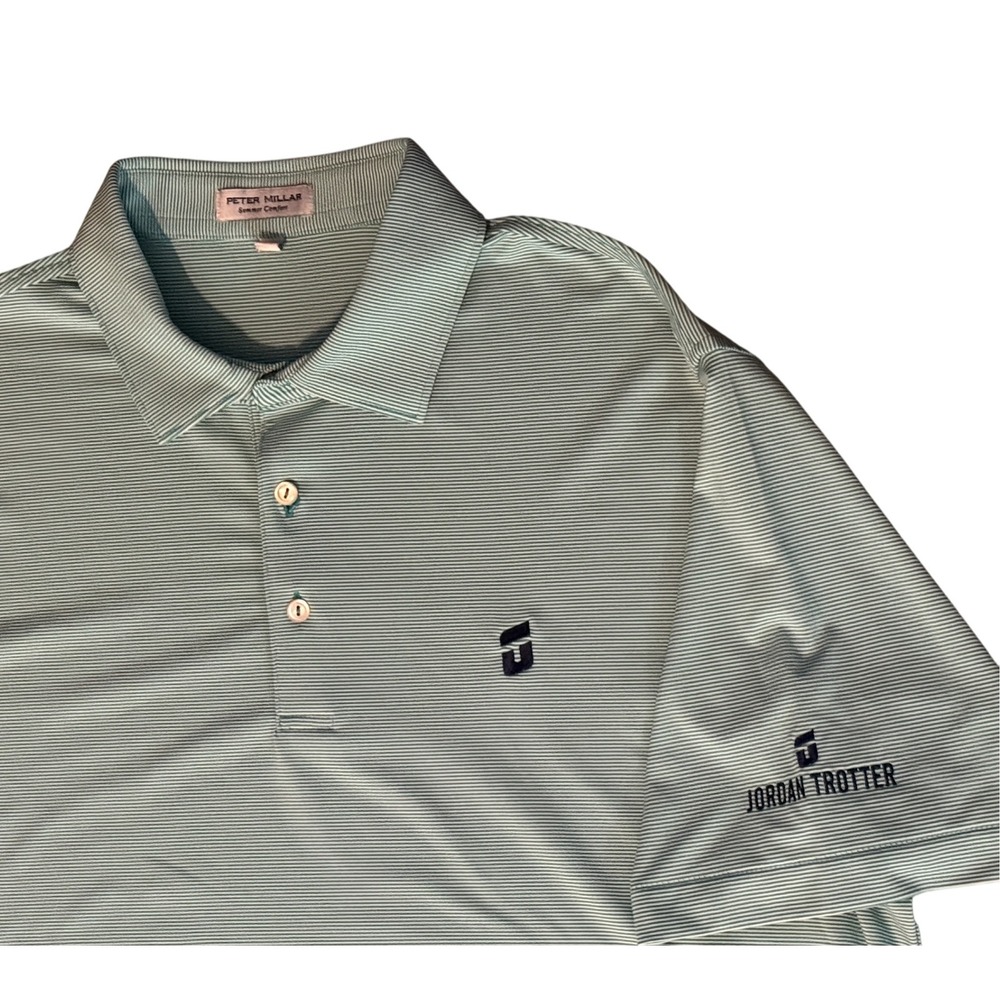 Peter Millar Jordan Trotter Golf Large Summer Comfort‎ Embroidered Green Polo